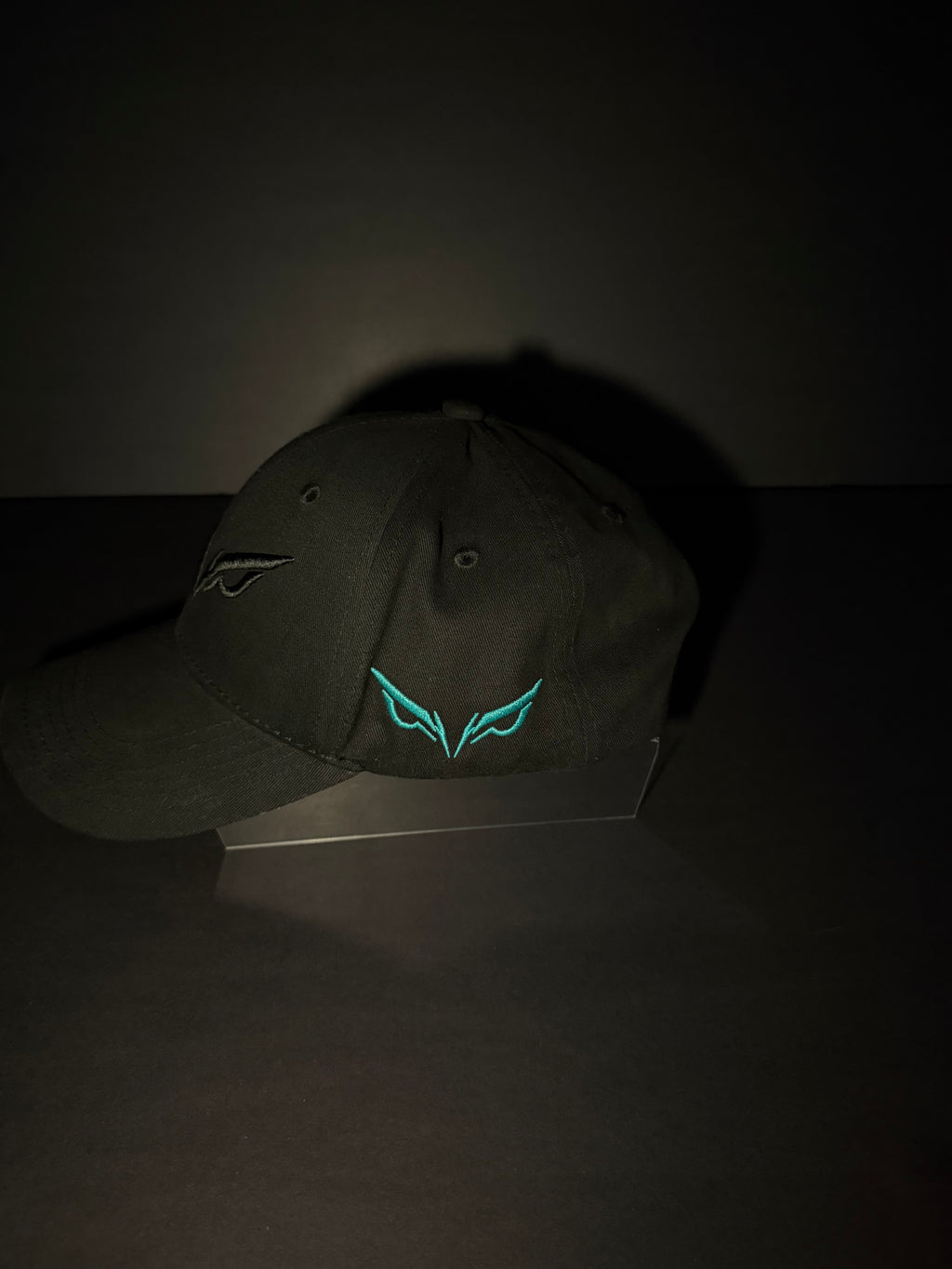 Hawkeye cap with aqua side embroidery
